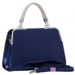 MG Collection MATANA Navy Blue Trendy PU Patent Leather Doctor Style Tote Purse