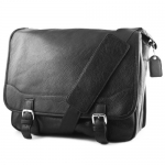 Classic Soft Leather Man's 15-inch Laptop Business Messenger Bag (Black)
