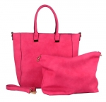 MG Collection PENELOPE Fuchsia Pink 2 in 1 Bucket Shopping Tote Handbag