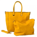 MG Collection PENELOPE Mustard Bucket Shopping Tote Handbag w/ Removable Pouch