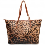 MG Collection GIL Exotic Leopard Print Oversized Bucket Shopper Shoulder Bag