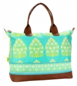 Amy Butler for Kalencom Marni Duffle Bag with Ribbon - Henna Tree Bay Leaf
