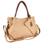 MG Collection LALANIE Camel Slouchy Soft Shopper Hobo Handbag w/Zippered Pouch