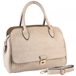 MG Collection ALECIA Beige Crocodile Textured Turn-lock Doctor Style Tote Purse