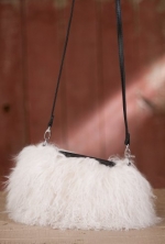 Women's Tibetan Lamb Fur Handbag and Muff, WHITE, Size 1 Size