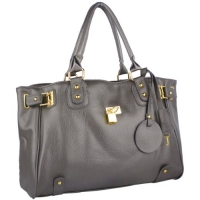 MG Collection LUCCA Designer Inspired Silver Gray Glamour Padlock Shopper Hobo Handbag