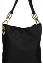 JPK Paris Nylon Bucket Bag with Chunky Gold Hardware - Black
