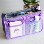 Women Travel Insert Handbag Organiser Purse Large Liner Organizer Tidy Bag Pouch (Purple)
