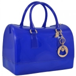 MG Collection FARA Series Blue Fashion Crystal Candy Barrel Tote Hand Bag