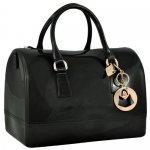 MG Collection FARA Series Black Fashion Crystal Candy Barrel Tote Hand Bag