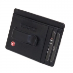 Alpine Swiss Fine Lambskin Leather Hand Crafted Men's Money Clip mini Wallet ID Credit Card Holder Front Pocket Wallet with Spring Clip - Black Comes in a Gift Bag