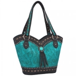 MG Collection SARAH Turquoise Blue Studded Country Western Satchel Tote Handbag