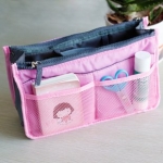 Women Travel Insert Handbag Organiser Purse Large Liner Organizer Tidy Bag Pouch (Pink)