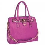 HALEY Purple Classic Gold Studded Structured Satchel Purse Style Tote Handbag