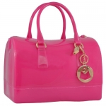 MG Collection FARA Series Fuchsia Pink Fashion Crystal Candy Barrel Tote Handbag