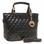 MG Collection ADEL Black Quilted Shopper Bucket Tote Handbag / Shoulder Bag