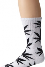 HUF Men's Plantlife Crew Sock, White/Black, One Size