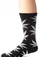 HUF Men's Plantlife Crew Sock, Black/White, One Size