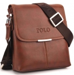 JiYe Men's Leather Casual Soft Surface Messenger Bags Brown