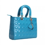 Fineplus New Vintage Diamond Designer Handbags For Women Light Blue Large