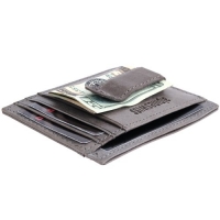 Alpine Swiss Rugged Pullup Leather Hand Crafted Men's Money Clip mini Wallet ID Credit Card Holder Front Pocket Wallet with Spring Clip