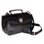 Generic European and American Style Leather Shoulder Doctor Bag Handbag Purse (Black)