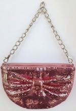 Whiting & Davis Handbags Bow Half Moon Clutch Pink 8' X 5