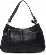Heshe Women's Genuine Leather Dating Shopping Hobo Cross Body Shoulder Bag Satchel Handbag (Black)