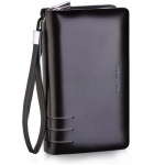 Teemzone Men's Genuine Leather Business Clutch Wrist Bag Handbag Organizer Card Cash Holder (Black)