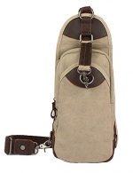 Hoxis Canvas Shoulder Bags, Single Strape Sling Backpack Beige