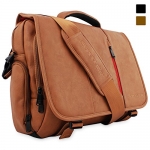 Snugg Crossbody Shoulder Messenger Bag in Brown Leather - Fits Laptops up to 15.6