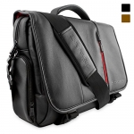 Snugg Crossbody Shoulder Messenger Bag in Black Leather - Fits Laptops up to 15.6
