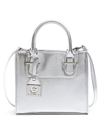 G by GUESS Women's Caitlin Mini Cross-Body Tote, SILVER