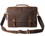 Kattee Vintage Genuine Cow Leather Briefcase Messenger Bag, Fit 14 Laptop