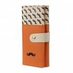 Coromose Beard Pattern Money Clip Purse Clutch Button Wallet Handbag Card Holder (Orange)