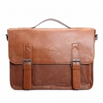 Good&god Vintage Pu Leather Briefcase Shoulder Business Laptop Messenger Bags Tote (Light brown)