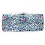 Fawziya Bling Sakura Flower Baguette Hard Case Clutch Purse Luxury Rhinestone Crystal Evening Clutch Handbag-Blue
