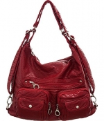 Deep Red Utilitarian ''Juniper'' Slouchy Shoulder Hobo Bag
