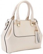 Heshe Ladies Genuine Leather Fashion Designer Tote Cross Body Shoulder Bag Handbag (White)