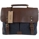 TOP-BAG® Men/Women's Vintage Canvas Leather Schoolbag Shoulder Crossbody Messenger Bag,MC6807 (Blue)