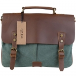 TOP-BAG® Men/Women's Vintage Canvas Leather Schoolbag Shoulder Crossbody Messenger Bag,MC6807 (Coral Green)