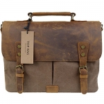 TOP-BAG® Men/Women's Vintage Canvas Leather Schoolbag Shoulder Crossbody Messenger Bag,MC6807 (Koffee)