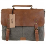TOP-BAG® Men/Women's Vintage Canvas Leather Schoolbag Shoulder Crossbody Messenger Bag,MC6807 (Army Green)