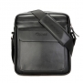 Zicac Mens Genuine Leather Cross Body Handbag Shoulder Messenger Bag (Black)