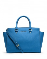 Michael Kors Handbag Selma Large Top Zip East West Satchel (Heritge Blue)