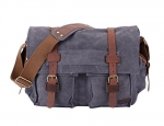 Berchirly Military Canvas Shoulder Messenger Bag Leather Straps for 14.7Inch Laptop