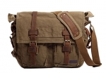 Berchirly Vintage Military Men Canvas Messenger Bag for 14.7 Inch Laptop