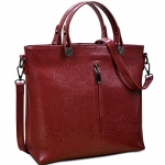 Yahoho Women's Fashion Genuine Leather Top Handle Handbag Shoulder Bag Size Selection Red Large