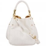 FASH Classic Tote Style Cross Body Handbag with Golden Pouch,White