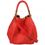 FASH Classic Tote Style Cross Body Handbag with Golden Pouch,Red